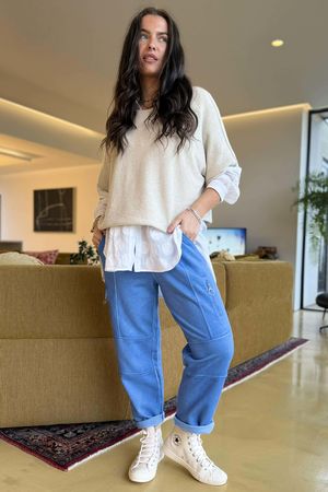 Anine Soft Touch Zip Jogger Washed Soft Cobalt